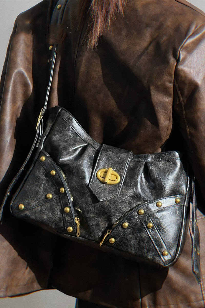 Luxe Riveted Large Crossbody Bag - Notkicks
