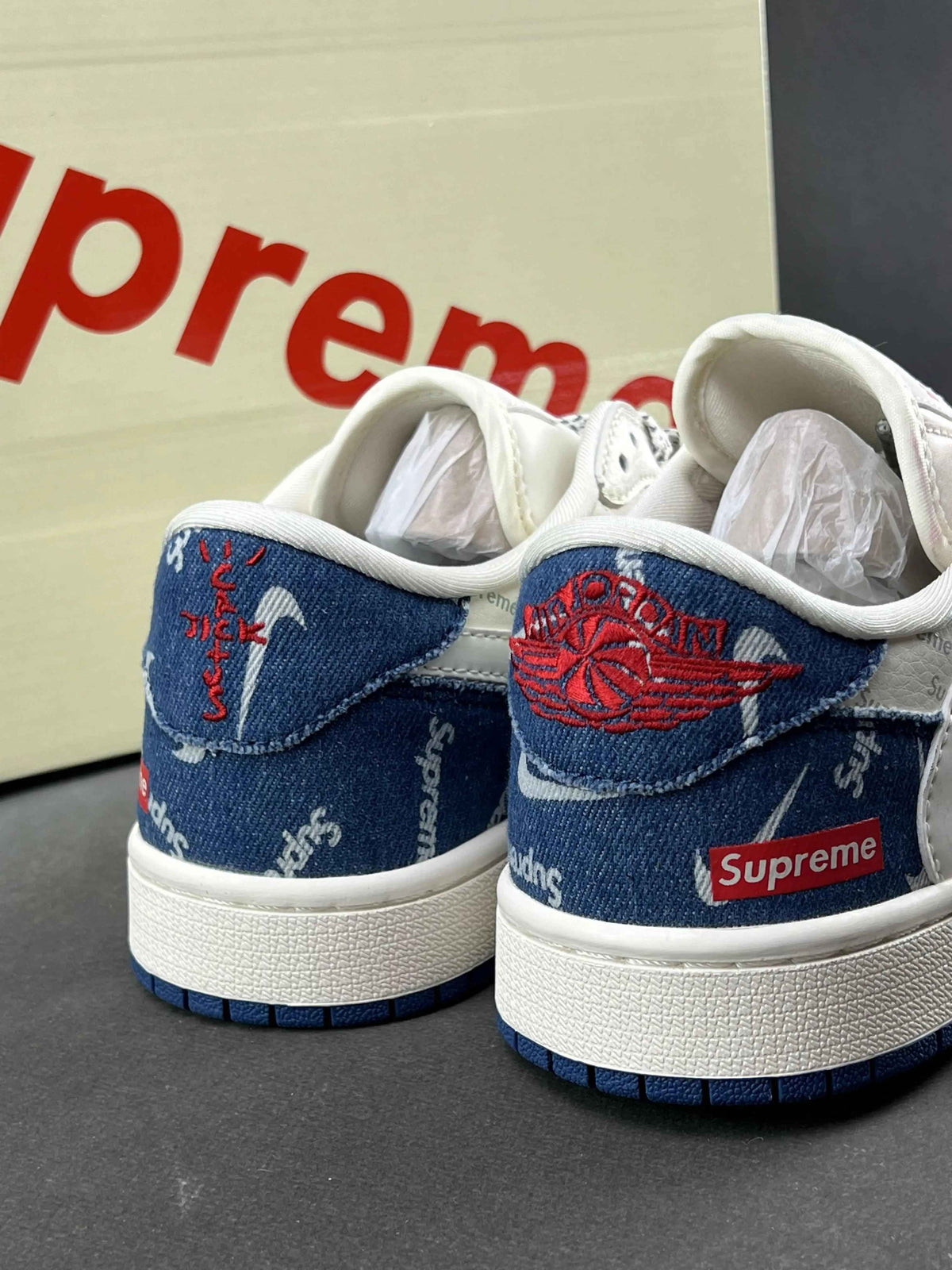 Custom Air Jordan 1 Low x Travis Scott x Supreme LJ5188-001 SneakerNational