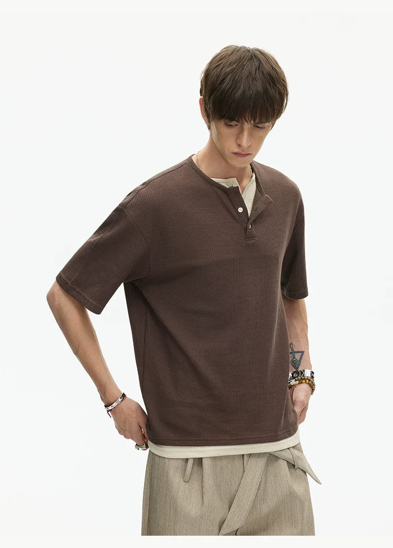 Midnight Core Waffle Henley Tee - Notkicks