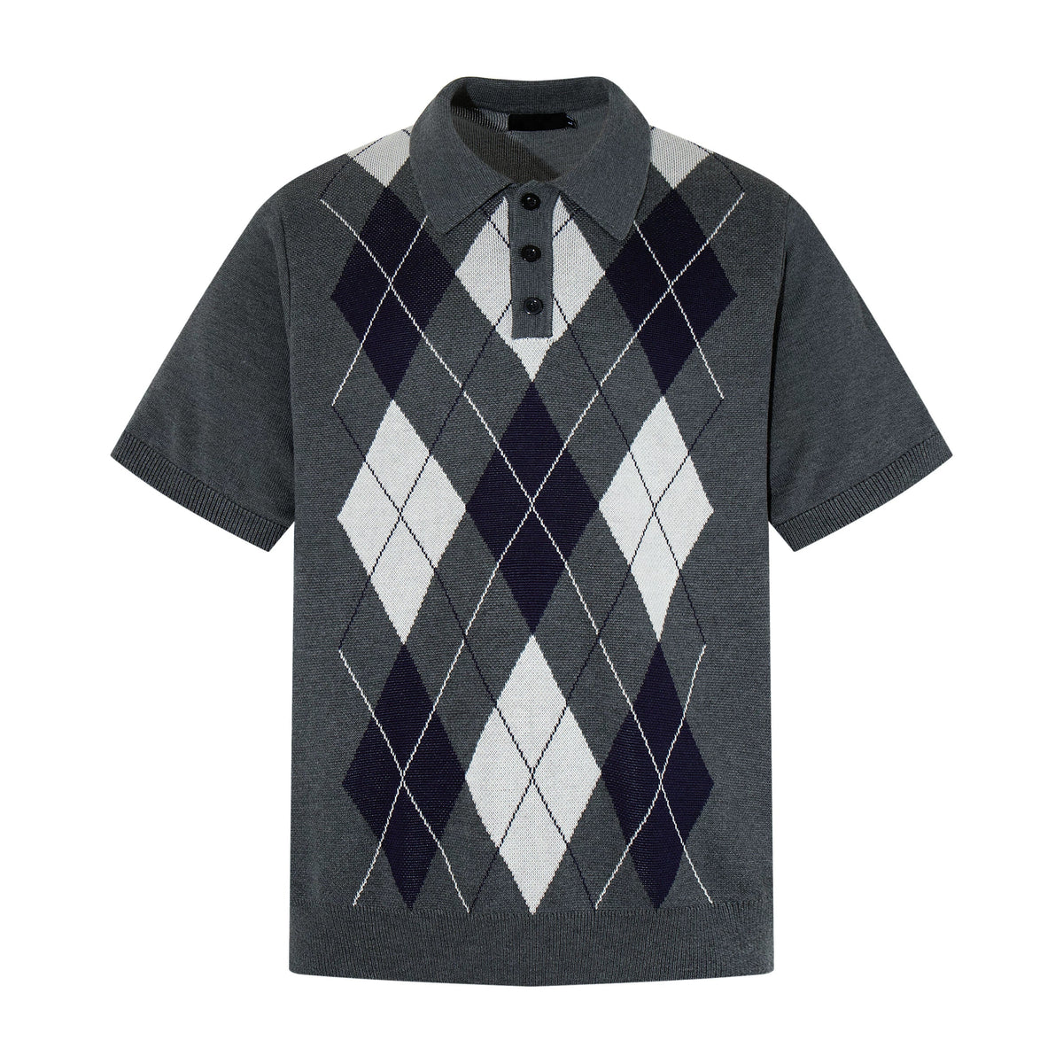 Midnight Argyle Knit Polo Tee - Notkicks