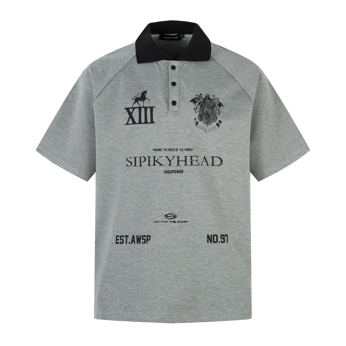 Men's Badge-Print Washed Polo Short-Sleeve Tee - Notkicks