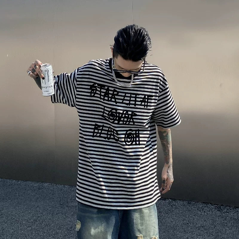 Starlite Graffiti Stripe Oversized Tee - Notkicks