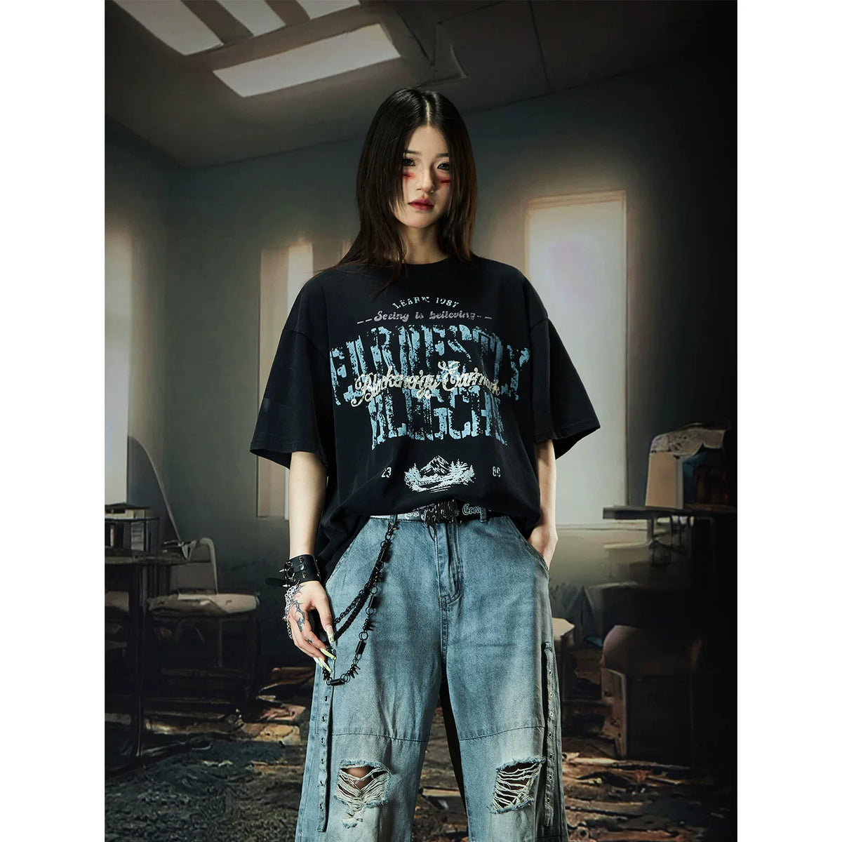 Nebula Varsity Oversize Graphic Tee - Notkicks