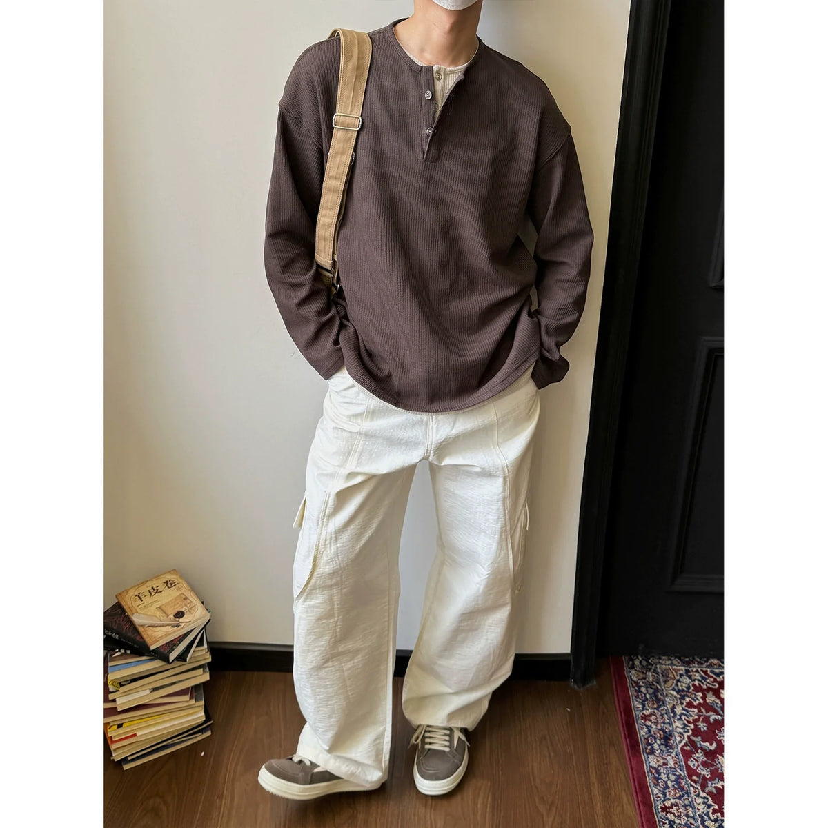 Ribbed Button Up Henley Shirt - Notkicks