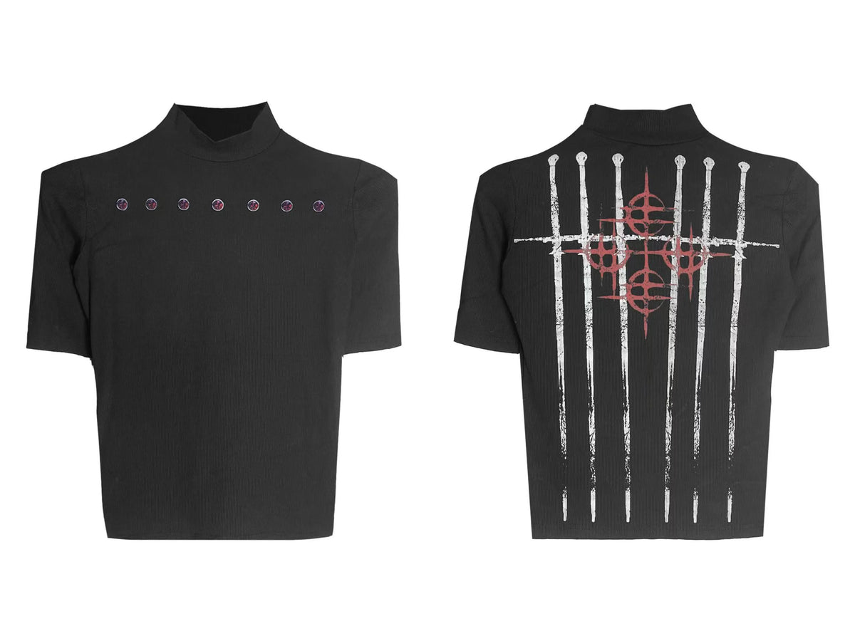 Crimson Sigil Spire Mockneck Tee - Notkicks