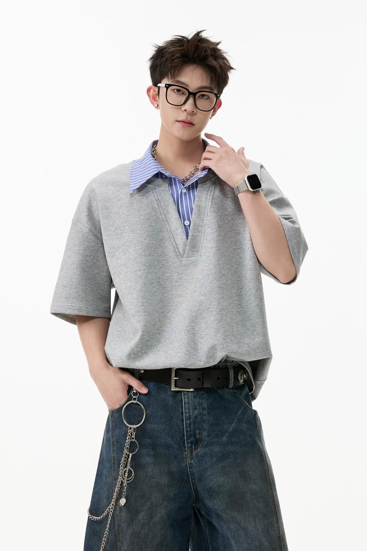 Layered V-Placket Polo Tee - Notkicks