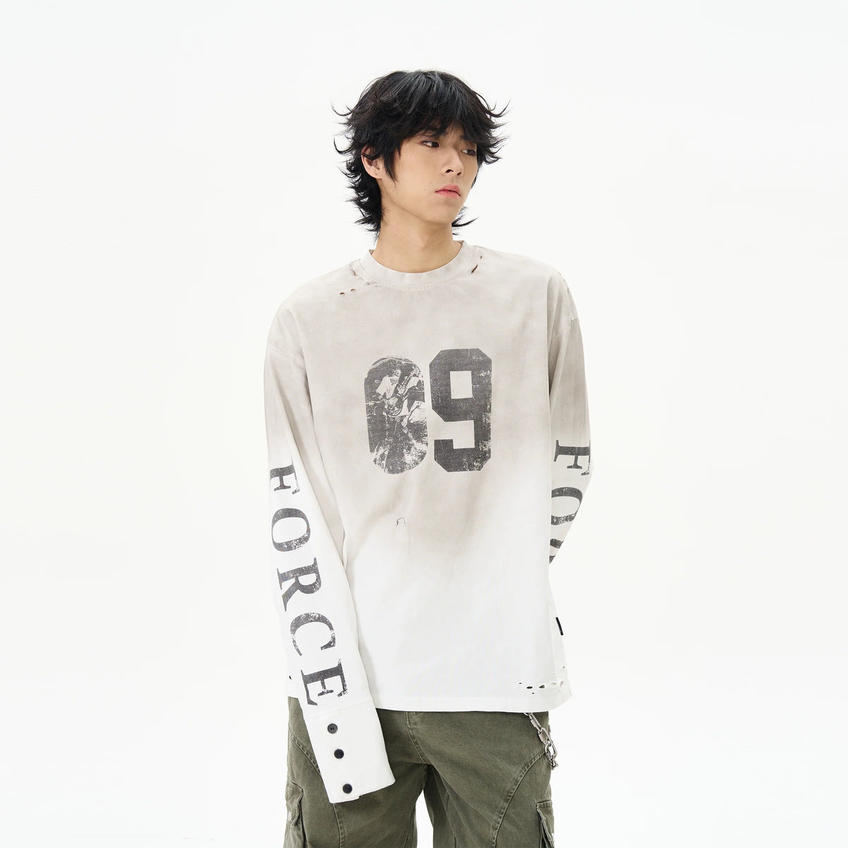 Distressed Force Graphic Long Sleeve Tee - Notkicks