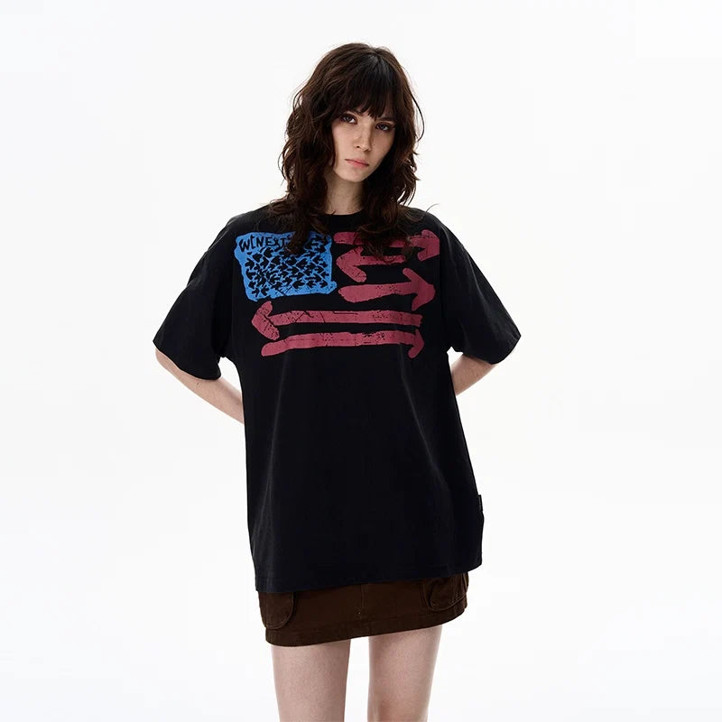Vintage Flag Graphic Oversized T-Shirt - Notkicks