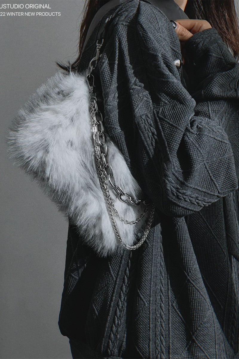 Y2K Chain Mohair Shoulder Bag - Notkicks
