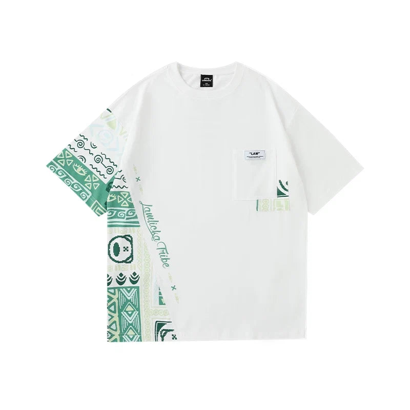 Ethnic Panel Oversized Cotton T-Shirt - Notkicks