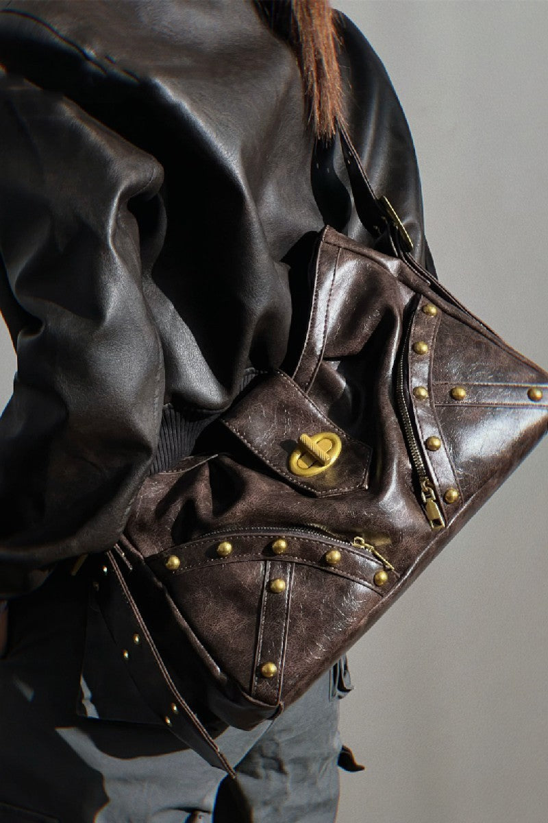Luxe Riveted Large Crossbody Bag - Notkicks
