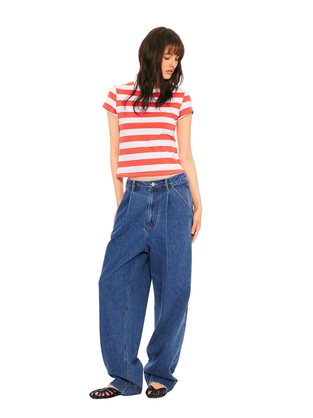Color-Block Striped Crew-Neck Graphic Tee - Notkicks