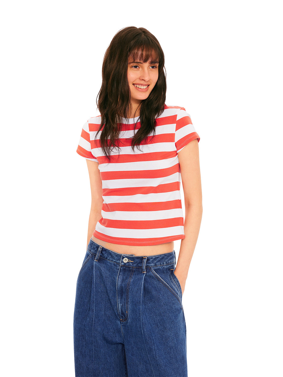 Color-Block Striped Crew-Neck Graphic Tee - Notkicks