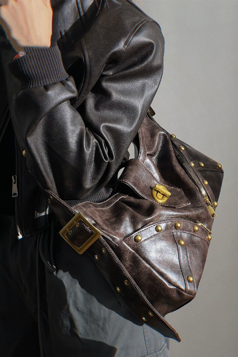Luxe Riveted Large Crossbody Bag - Notkicks