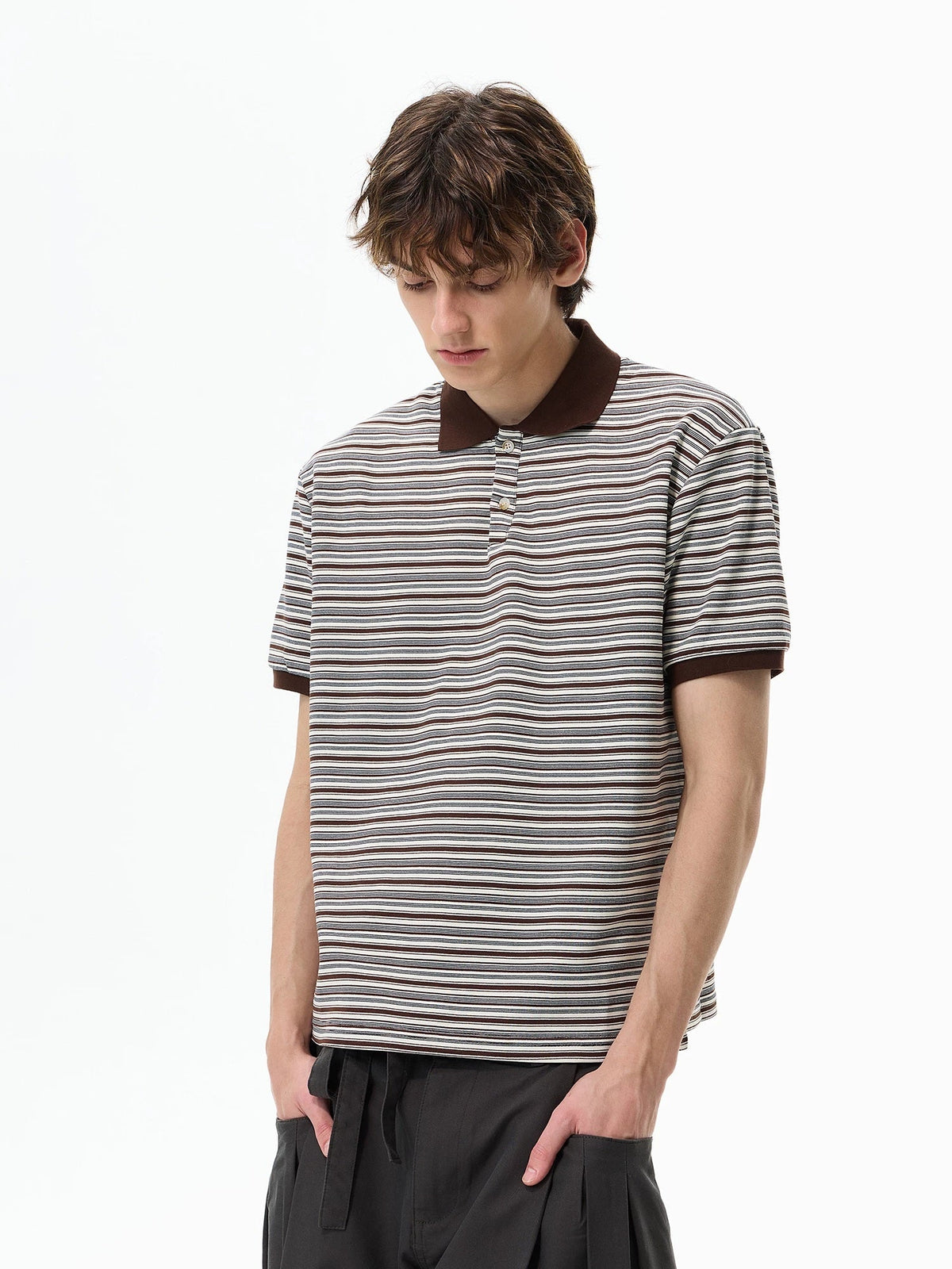 Retro Contrast-Stripe Polo T-Shirt - Notkicks
