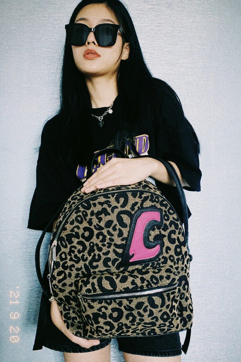 C-Logo Leopard Print Backpack - Notkicks