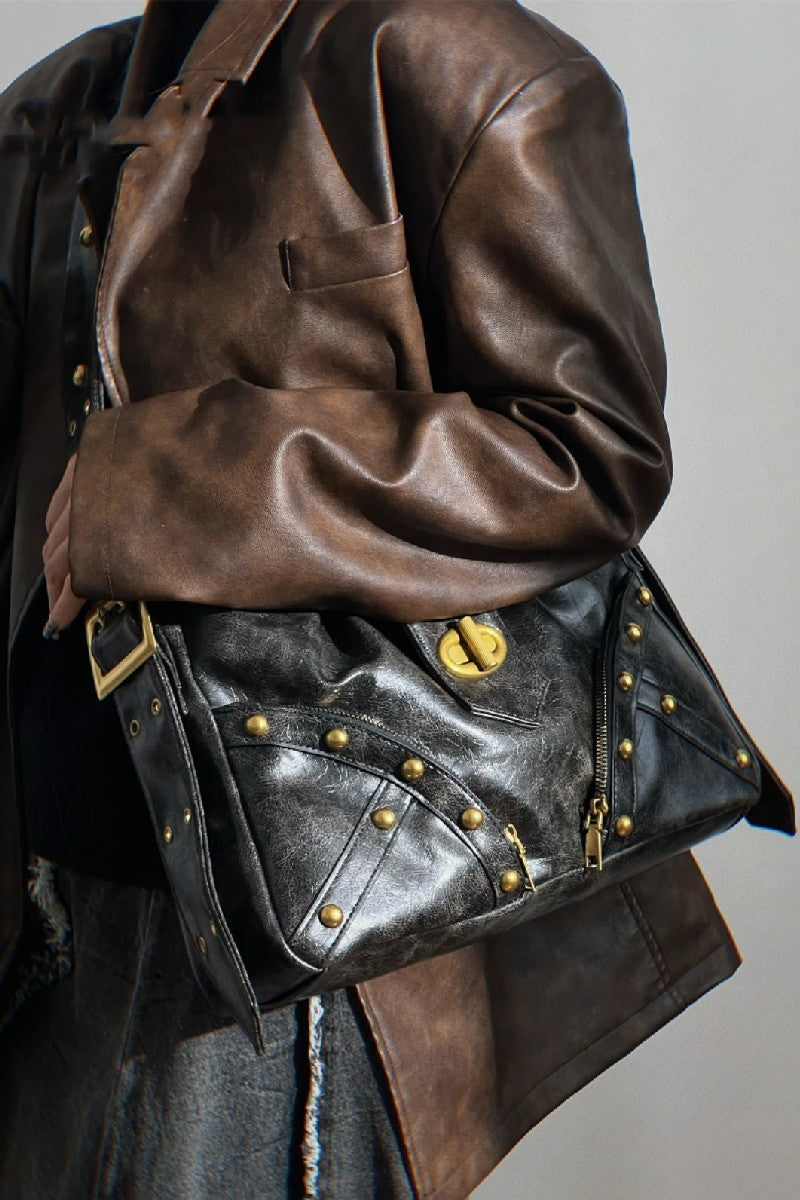 Luxe Riveted Large Crossbody Bag - Notkicks