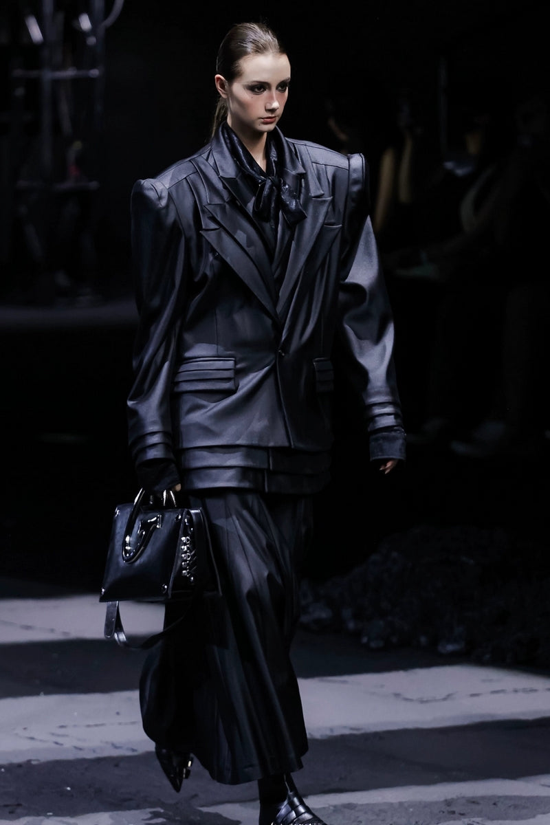 Asymmetric Metal Handle Chain Shoulder Bag - Notkicks