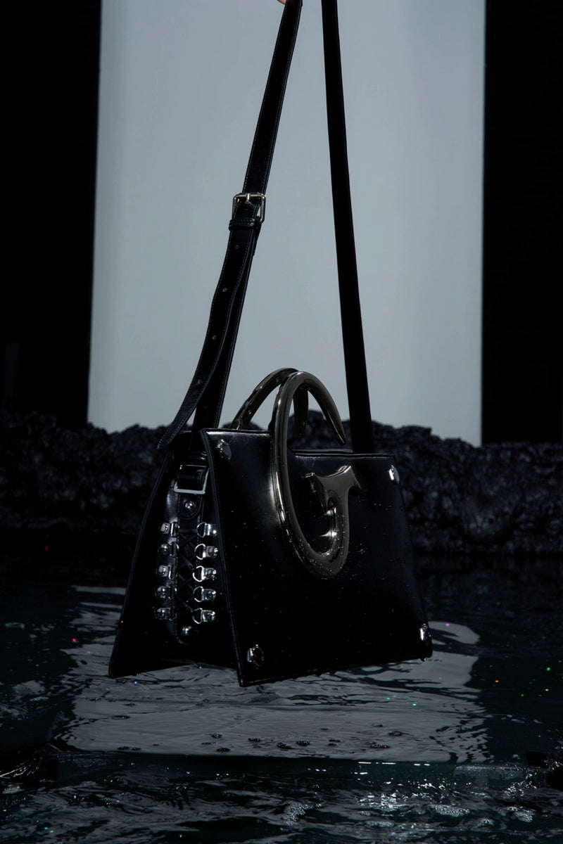 Asymmetric Metal Handle Chain Shoulder Bag - Notkicks