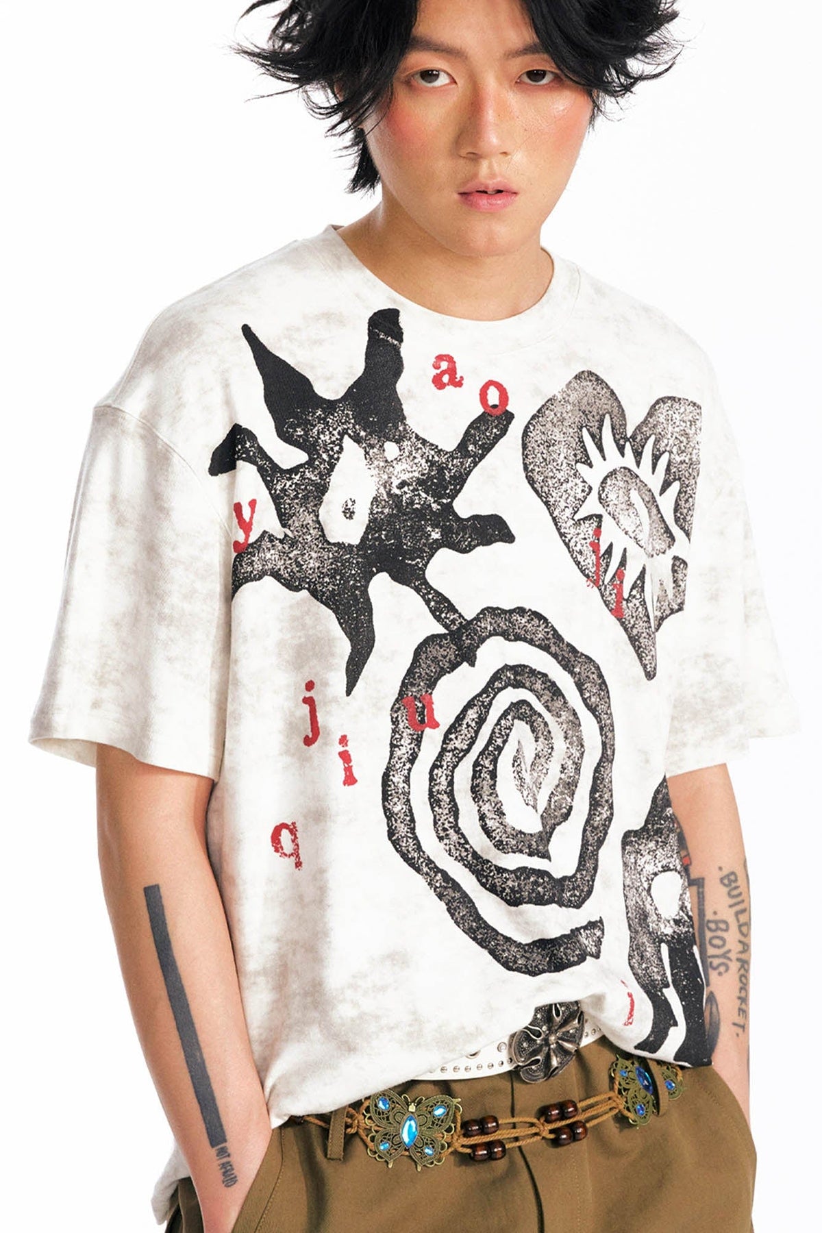 Washed Tribal Graphic Cotton Tee - Notkicks