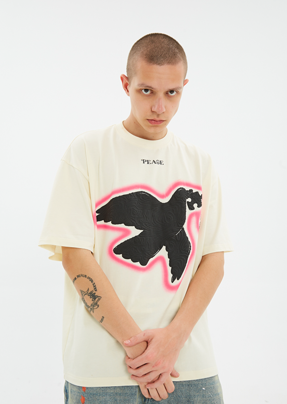 Serene Dove Suede-Finish Foam-Print T-Shirt - Notkicks