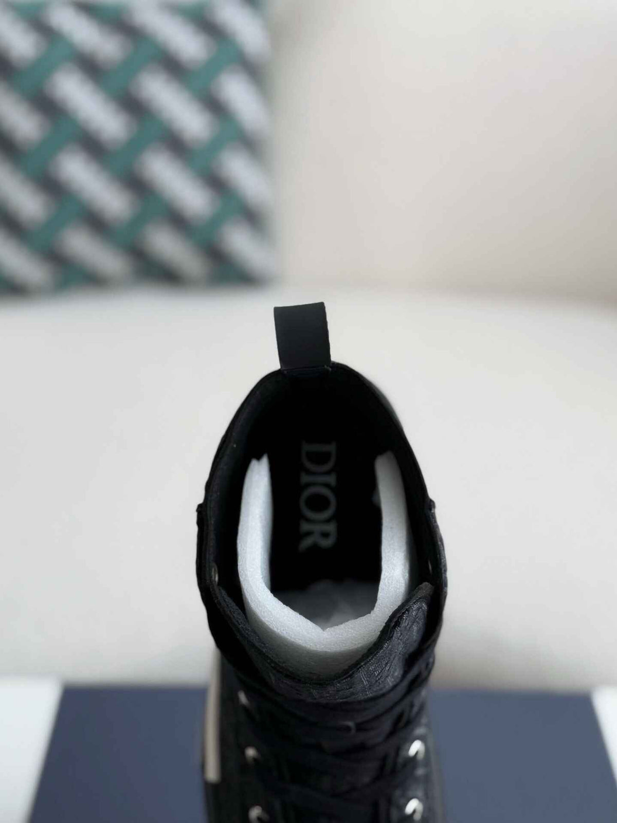 Dior B23 High-Top Sneaker in Black Dior Oblique Jacquard HolloShoe