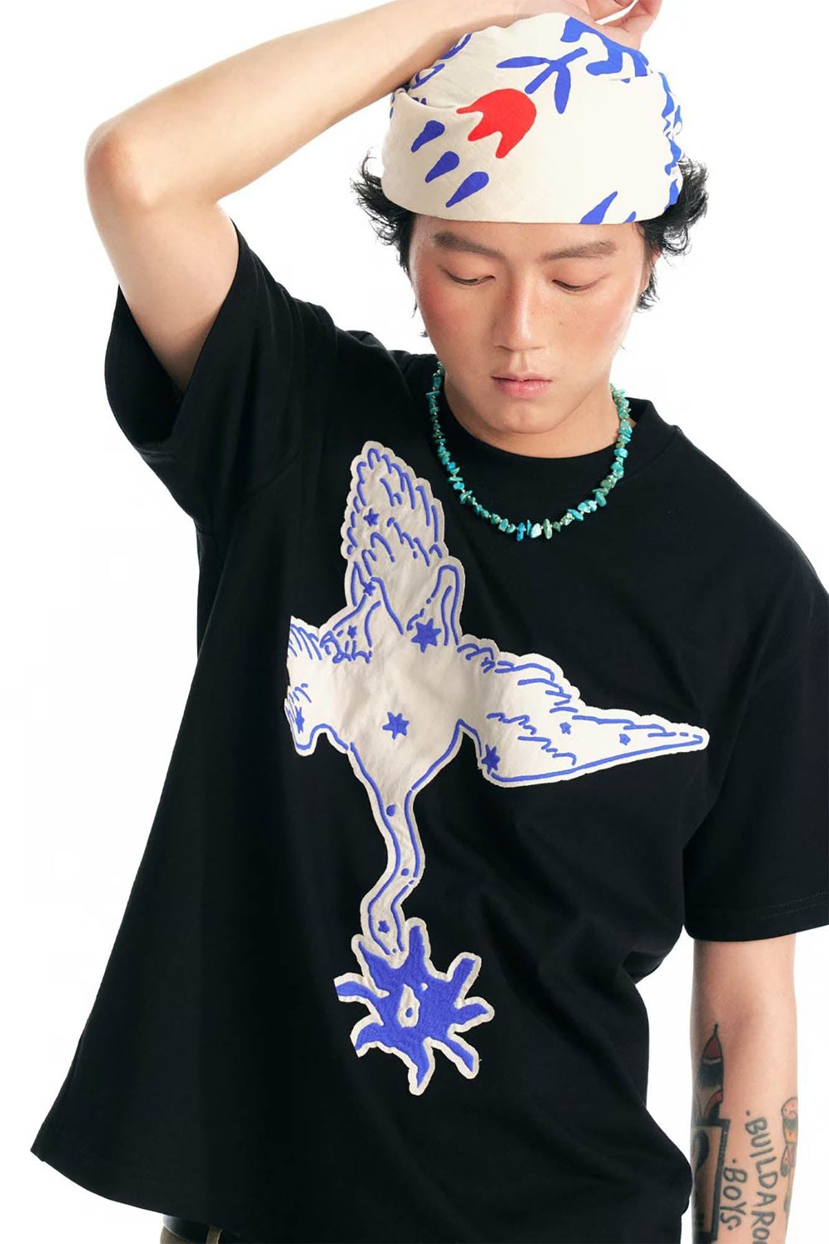 Crane Blossom Patch Cotton Tee - Notkicks