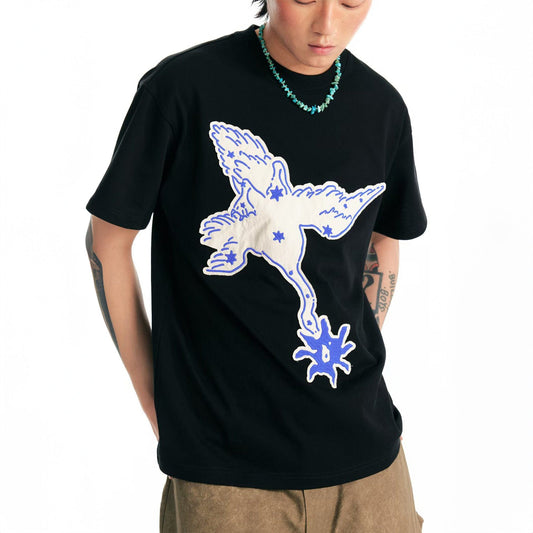 Crane Blossom Patch Cotton Tee - Notkicks