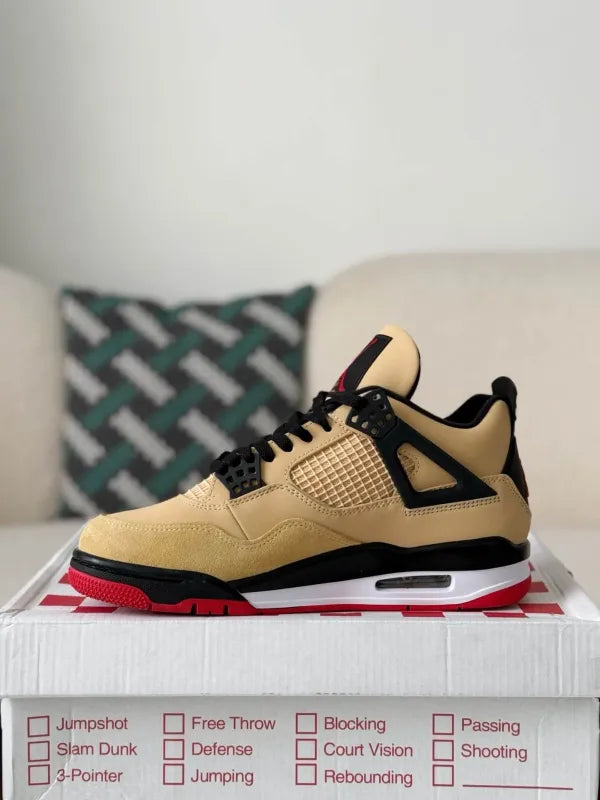 Air Jordan 4 Retro GS ‘Pizza’ Sneakers – Beige, Red & Black - OMYGOODS