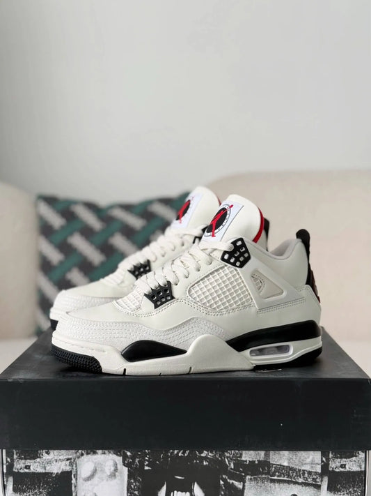 Air Jordan 4 Retro “Flight Club” Sneakers – White, Black & Red - OMYGOODS