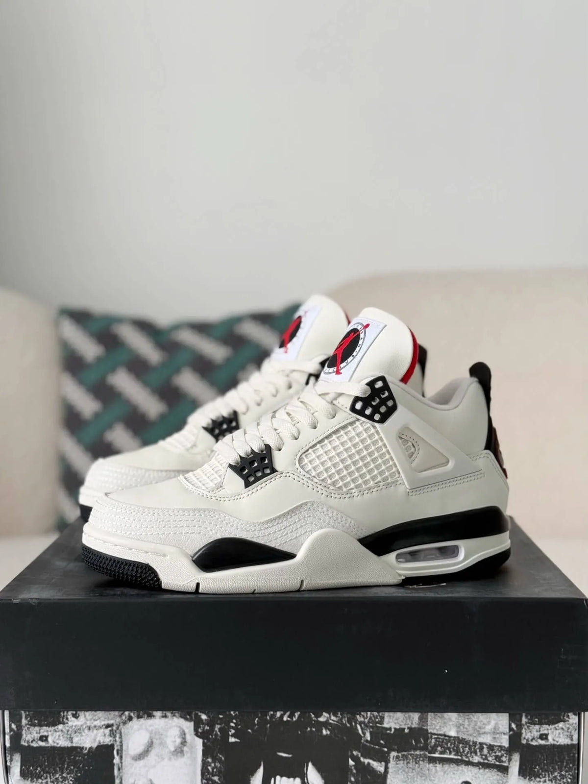 Air Jordan 4 Retro “Flight Club” Sneakers – White, Black & Red - OMYGOODS