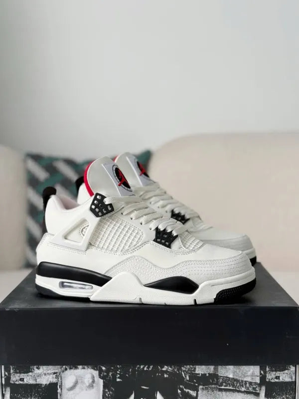 Air Jordan 4 Retro “Flight Club” Sneakers – White, Black & Red - OMYGOODS