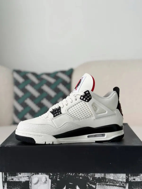 Air Jordan 4 Retro “Flight Club” Sneakers – White, Black & Red - OMYGOODS
