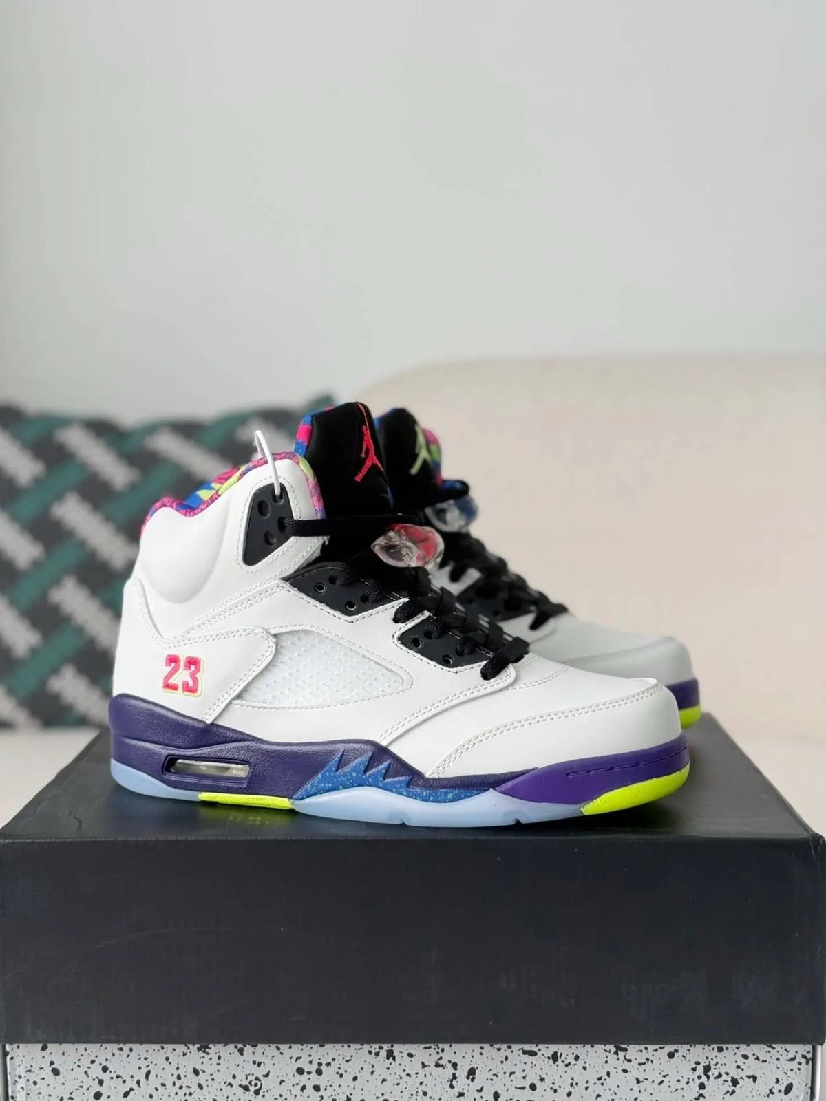 Air Jordan 5 Retro “Alternate Bel-Air” Sneakers – White, Purple & Multi-Color - OMYGOODS