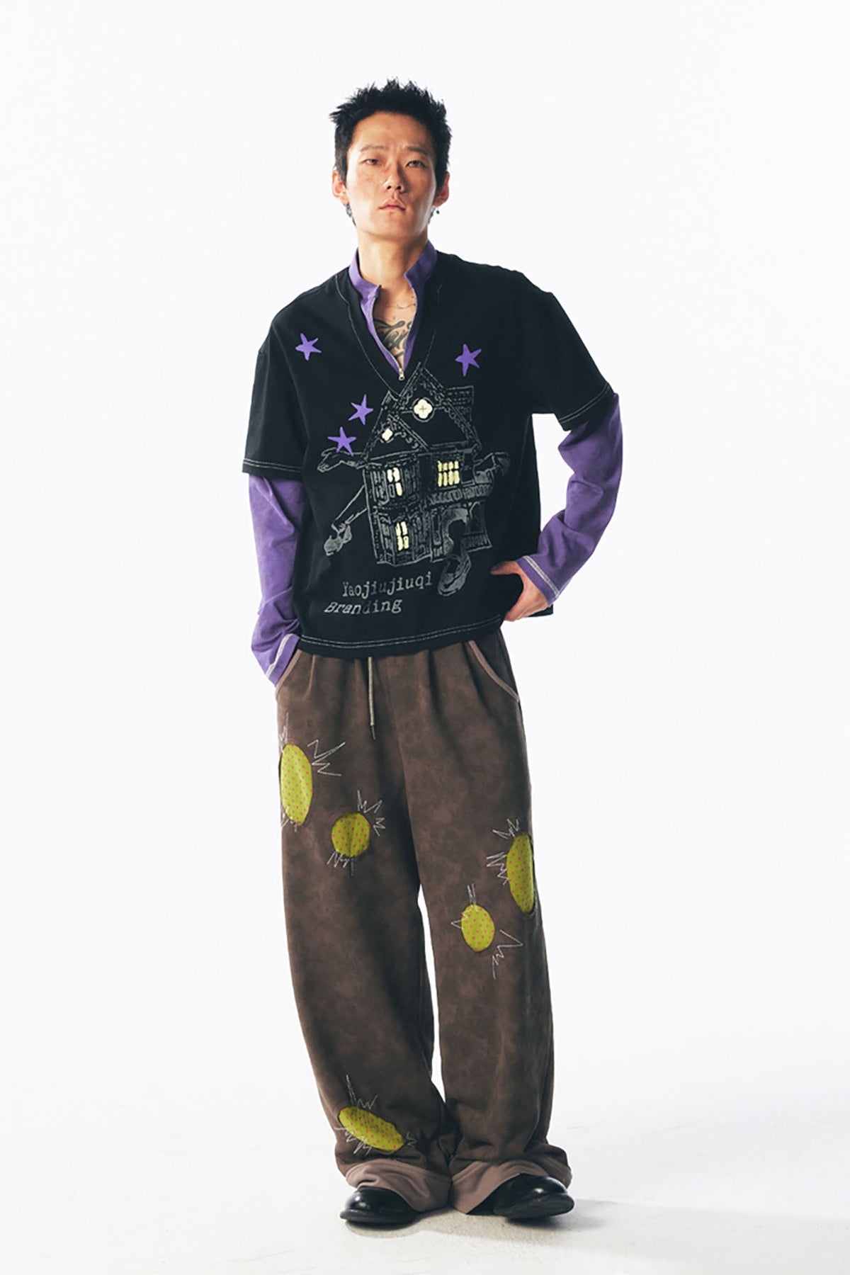 Layered Retro Graphic Long Sleeve Tee - Notkicks