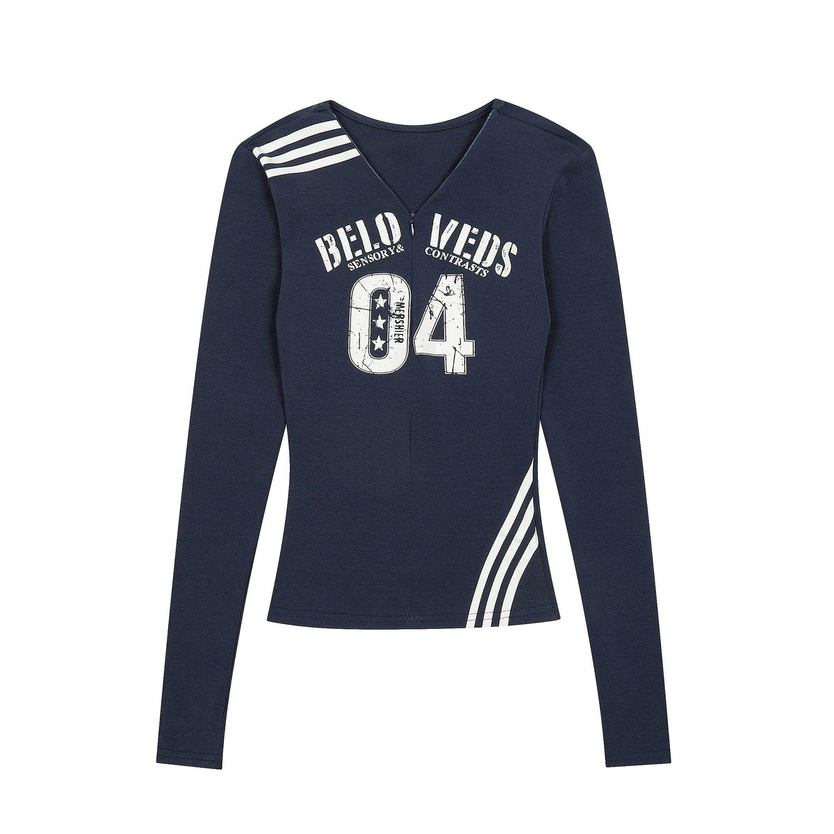 Navy Varsity Zip Up Top - Notkicks