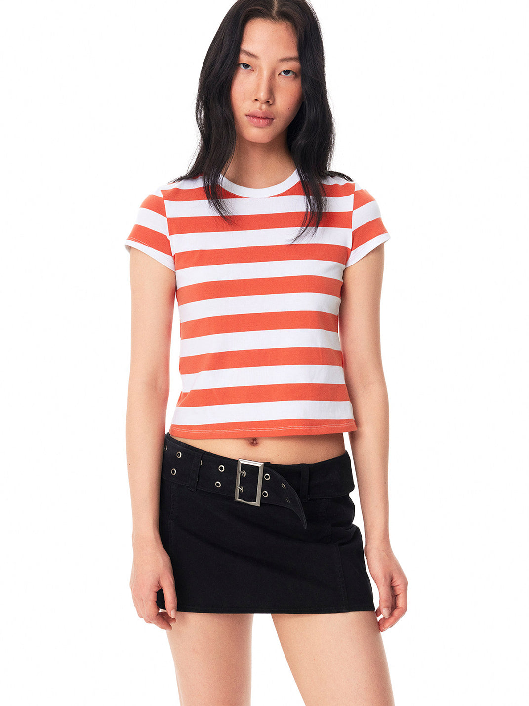 Color-Block Striped Crew-Neck Graphic Tee - Notkicks