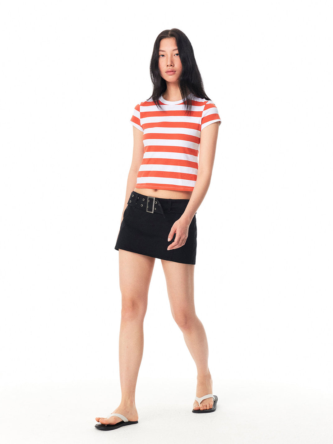 Color-Block Striped Crew-Neck Graphic Tee - Notkicks