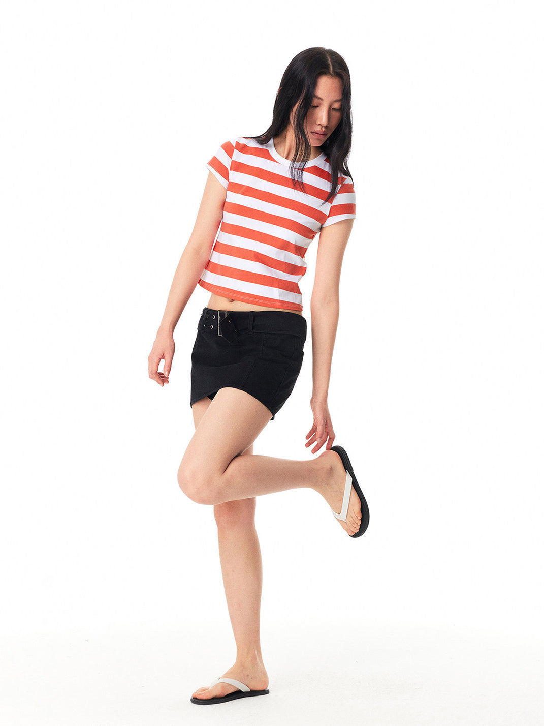 Color-Block Striped Crew-Neck Graphic Tee - Notkicks