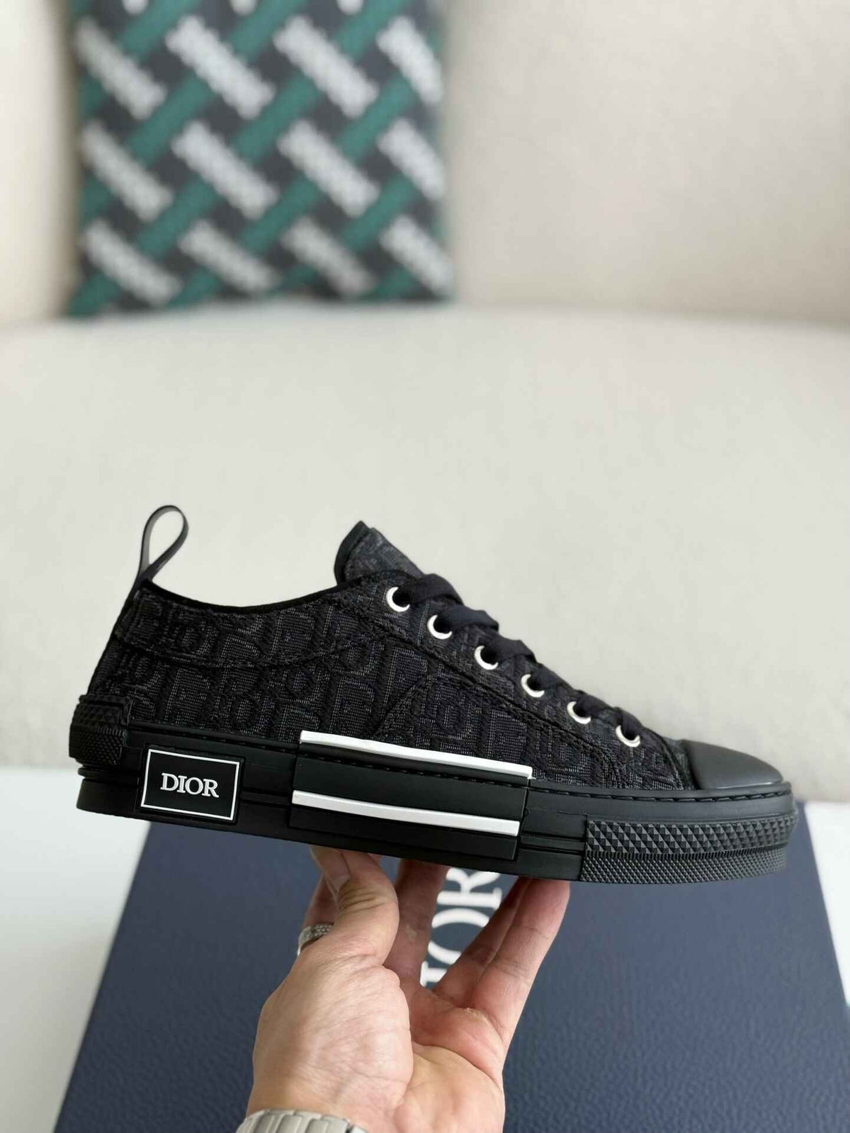 Dior B23 Low-Top Sneaker in Black Dior Oblique Jacquard (Black Sole Version) CUSTOM