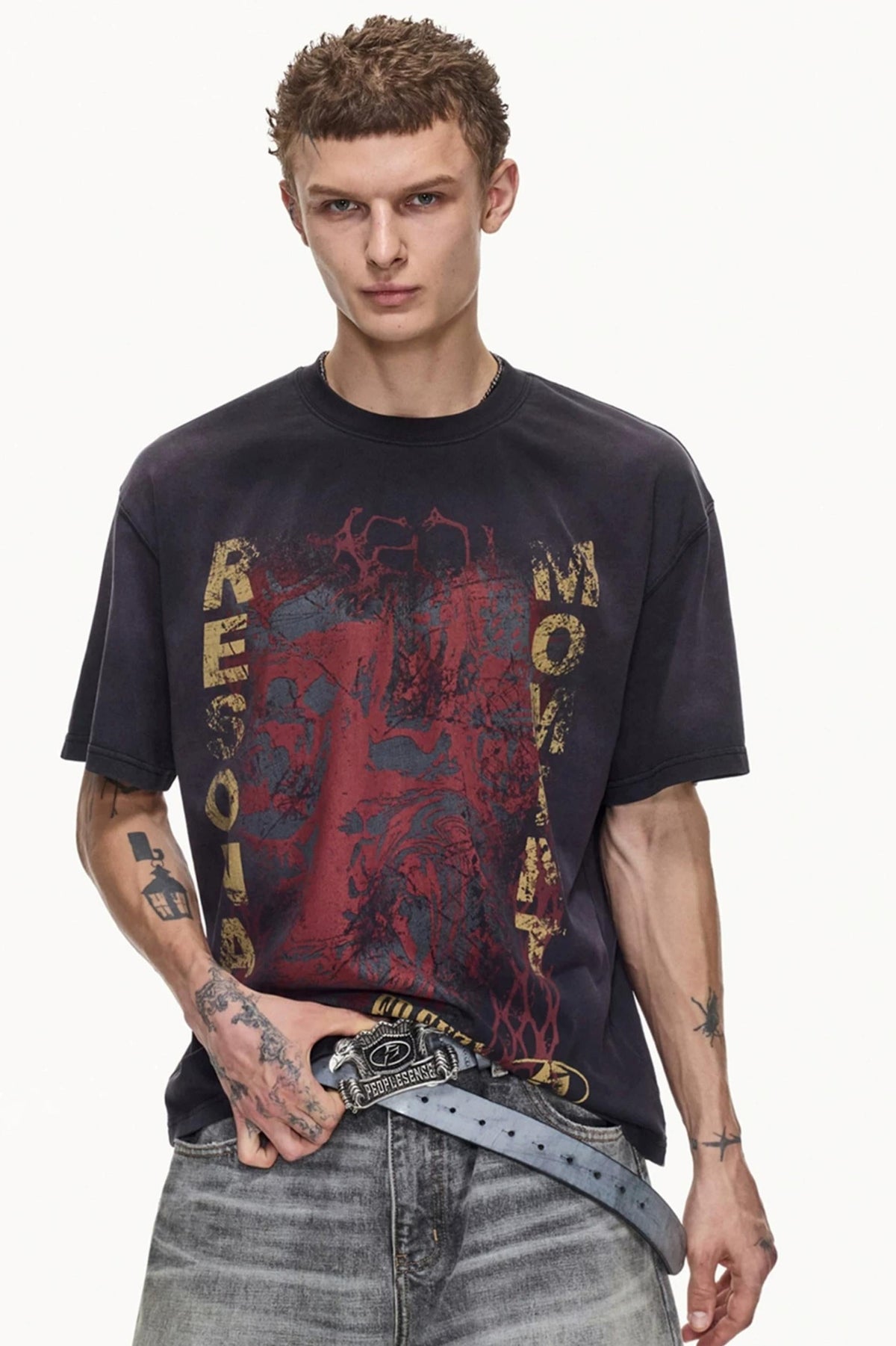 Men's Retro Distressed Cotton T-Shirt - Notkicks