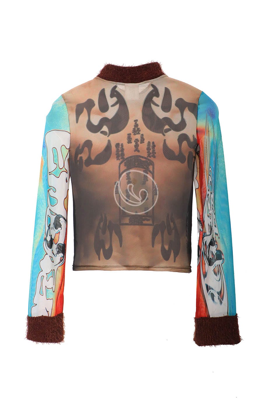 EMBRYO Tattoo-Illusion Sheer Mesh Long-Sleeve Top - Notkicks