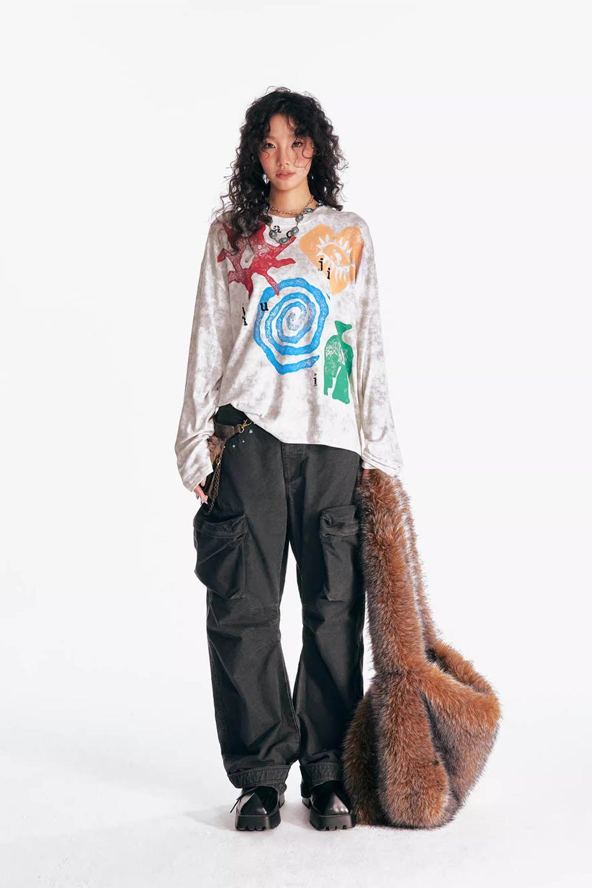 Washed Tribal Graphic Long Sleeve Tee - Notkicks