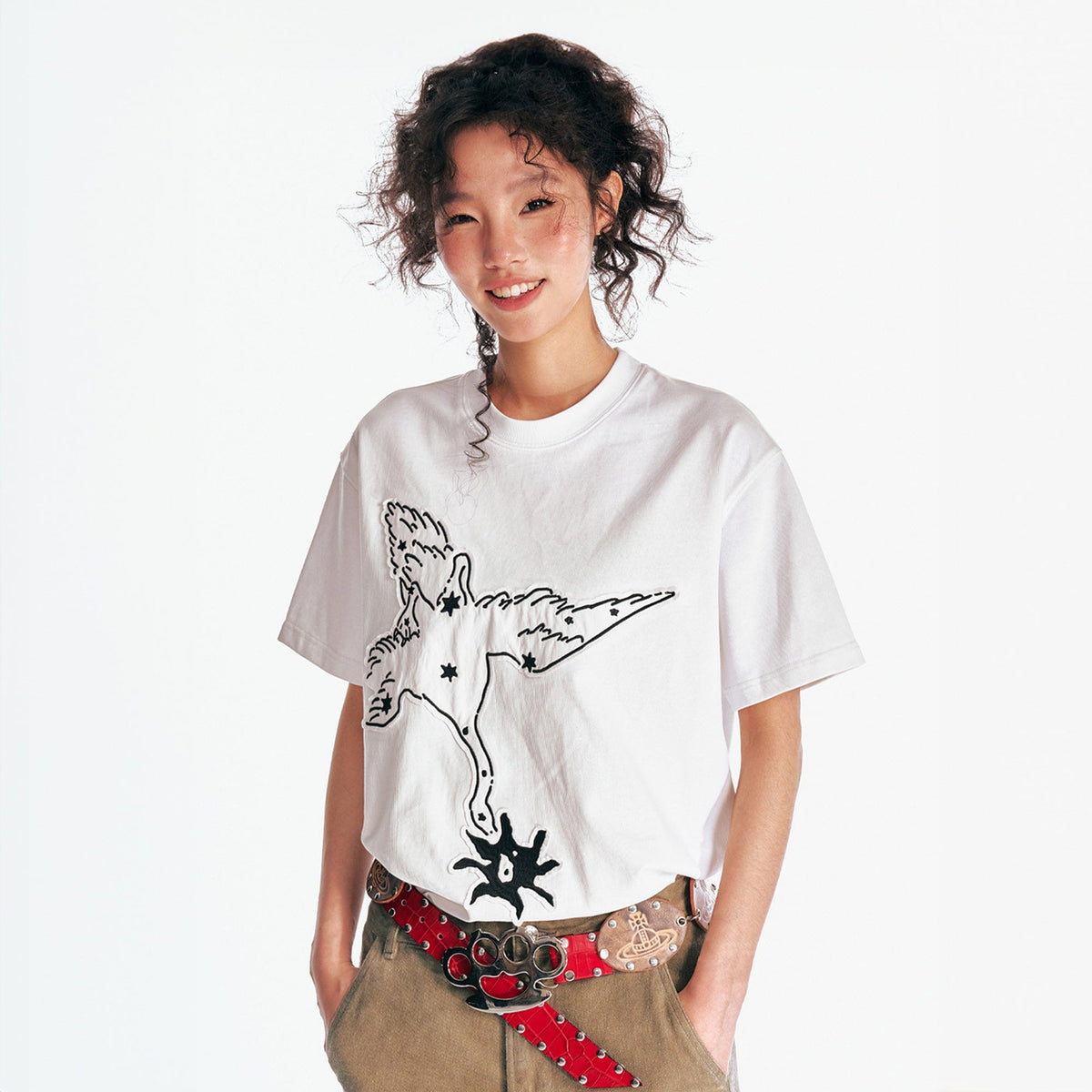 Crane Blossom Patch Cotton Tee - Notkicks