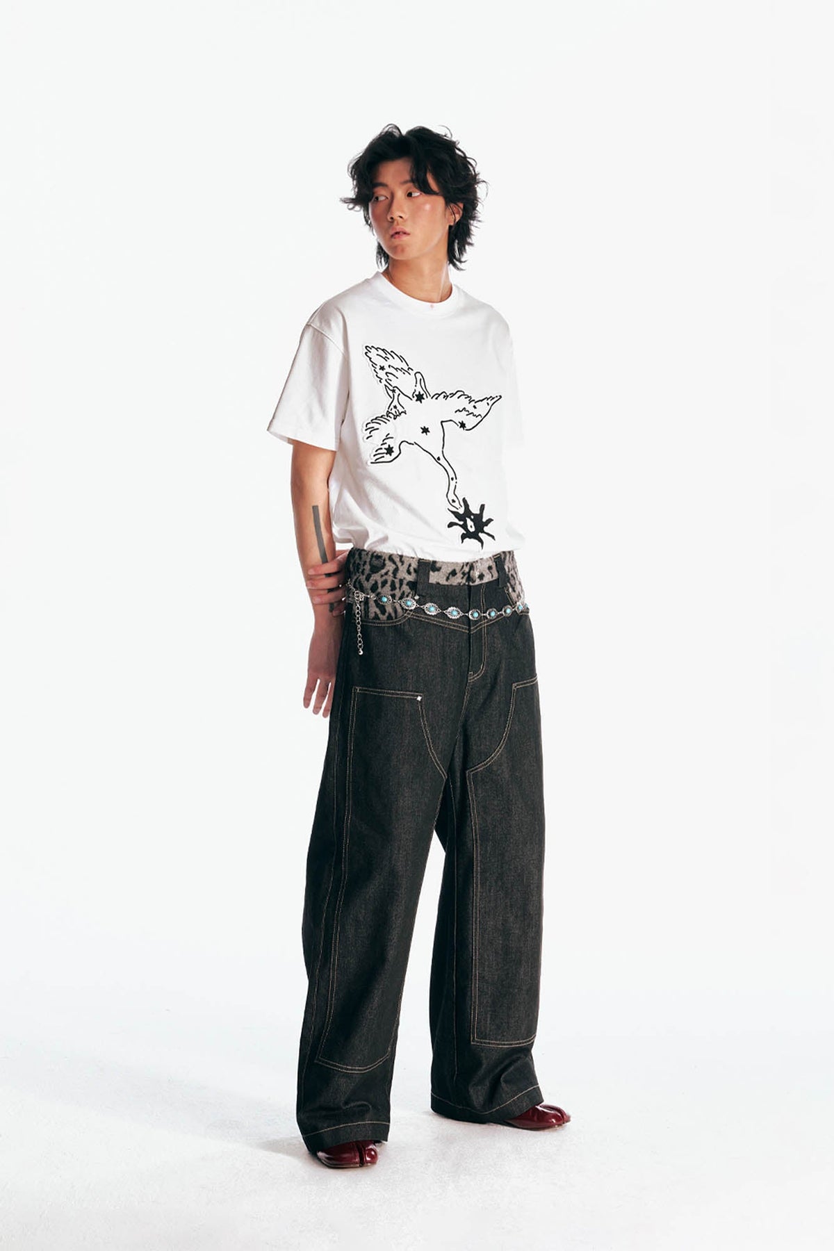 Crane Blossom Patch Cotton Tee - Notkicks