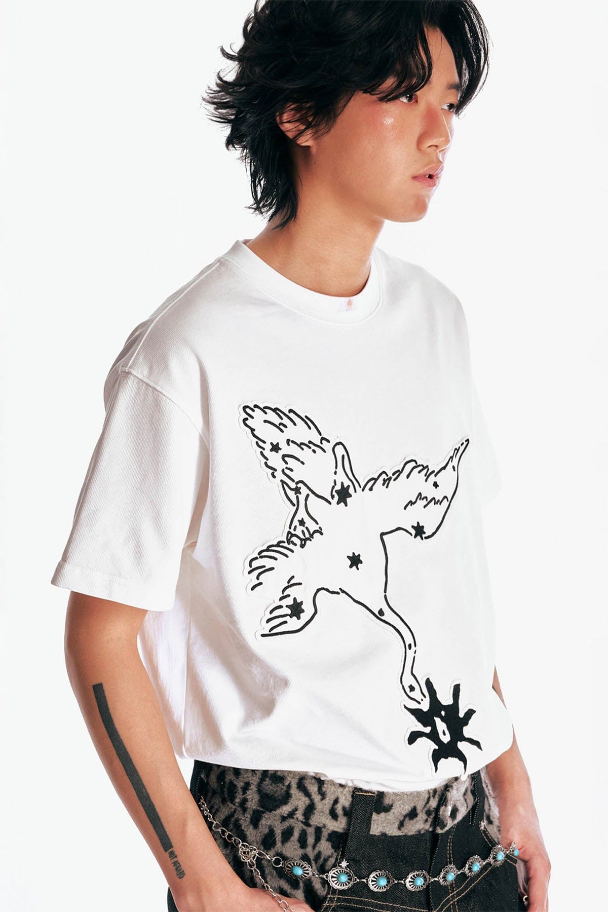 Crane Blossom Patch Cotton Tee - Notkicks