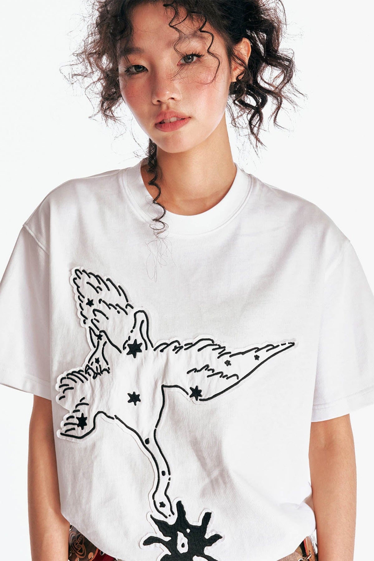 Crane Blossom Patch Cotton Tee - Notkicks
