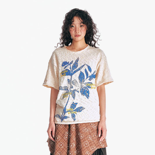 Burnout Sesame Leaf Graphic T-Shirt - Notkicks