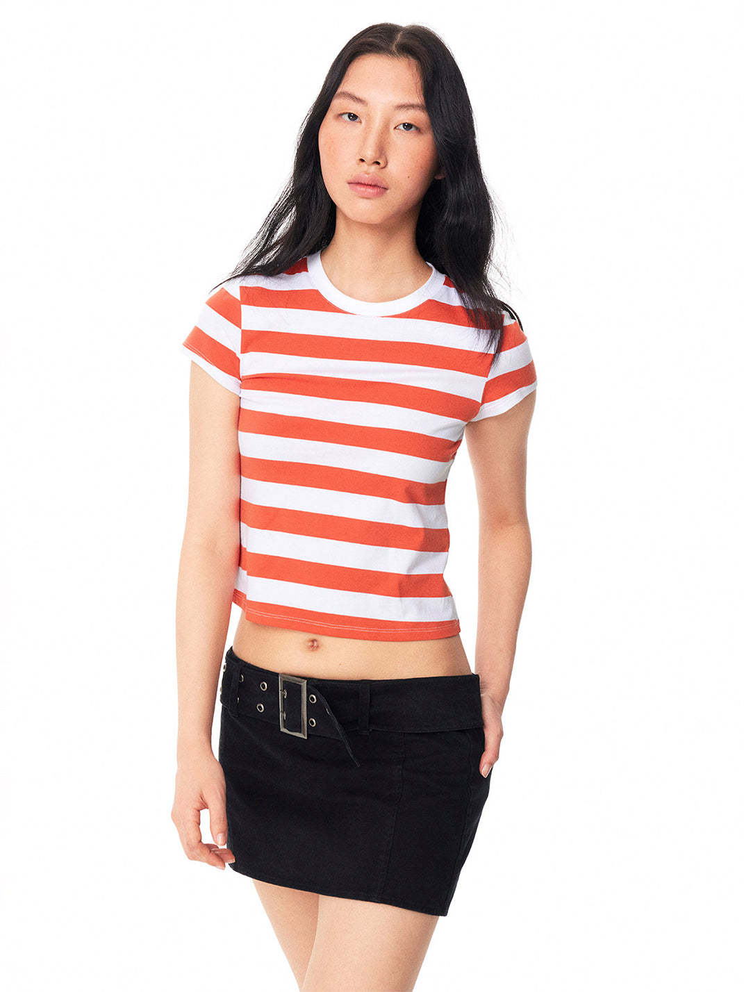 Color-Block Striped Crew-Neck Graphic Tee - Notkicks