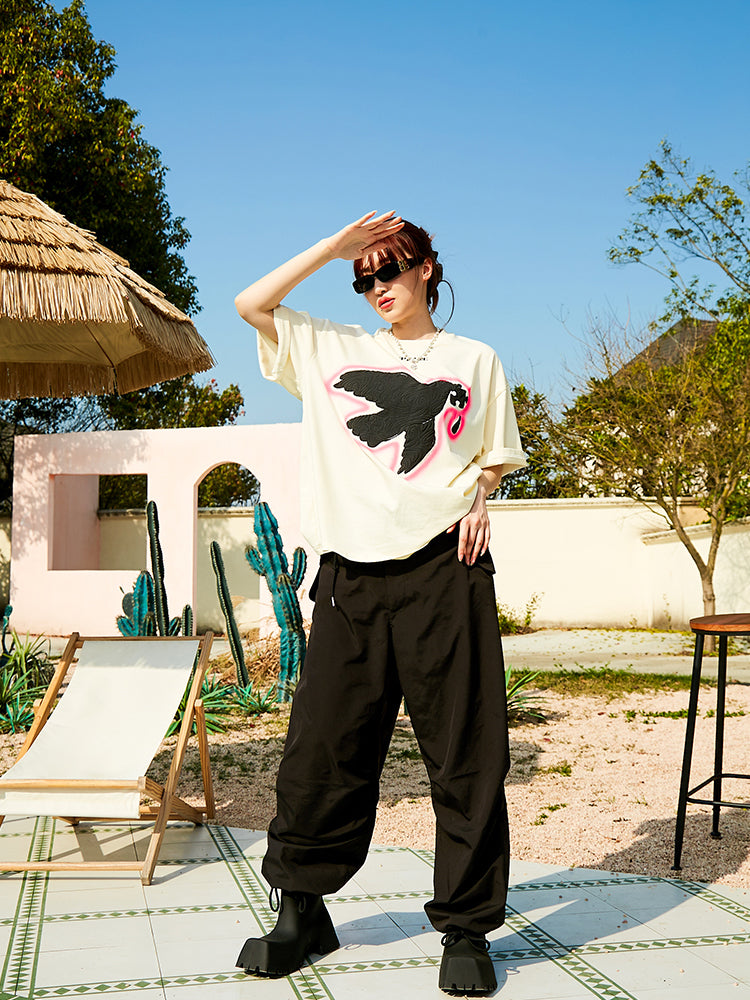 Serene Dove Suede-Finish Foam-Print T-Shirt - Notkicks